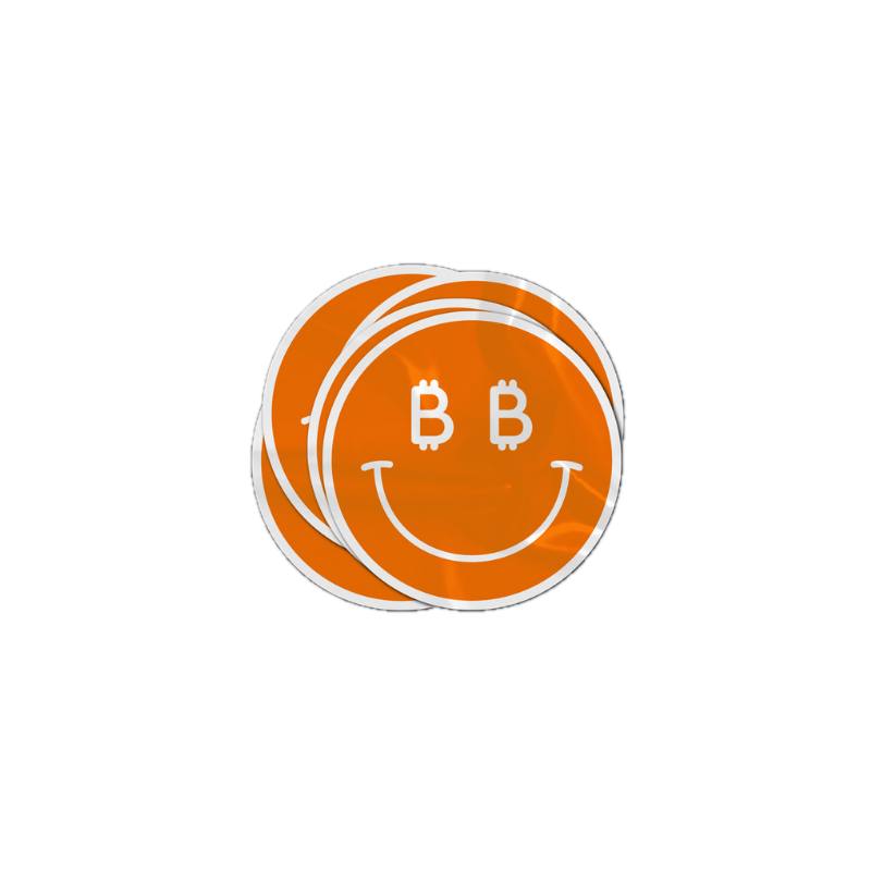 Smiley Orange Bitcoin Sticker Set